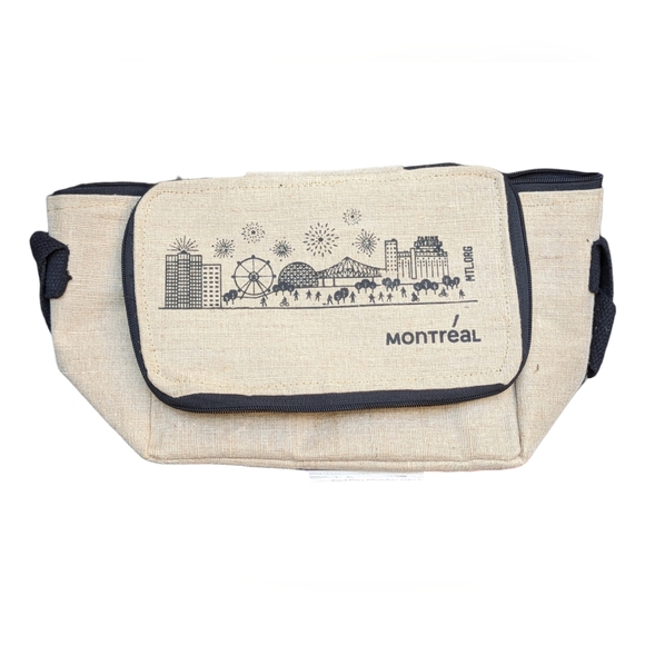 Foldable Jute Zip Travel Cooler with Shoulder Strap Montreal Canada Packable - Picture 2 of 15